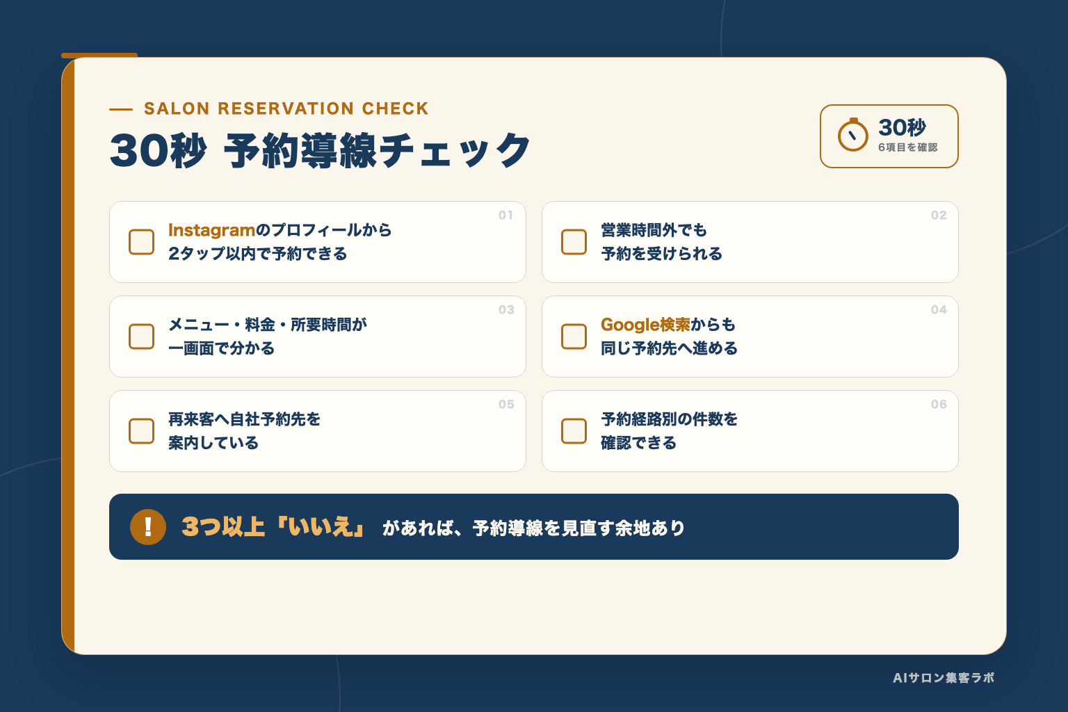 30秒でできる予約導線チェックリスト