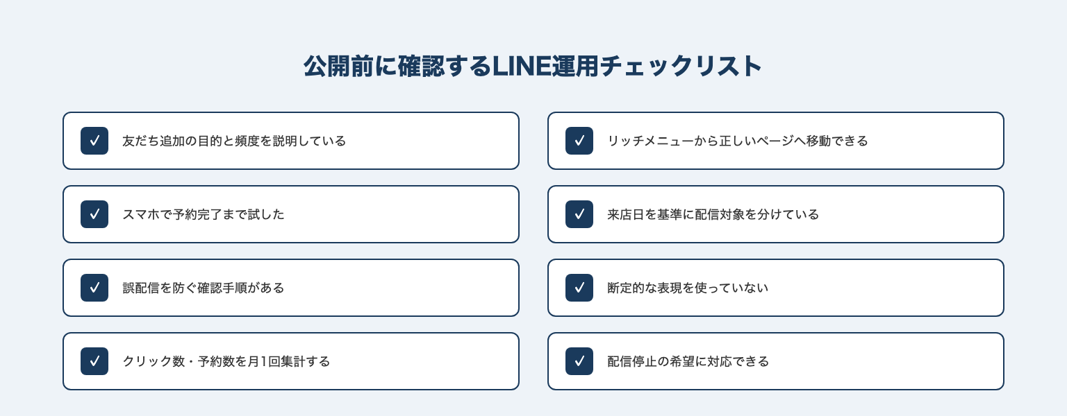 整体院とリラクゼーションサロン向けLINE公式運用チェックリスト